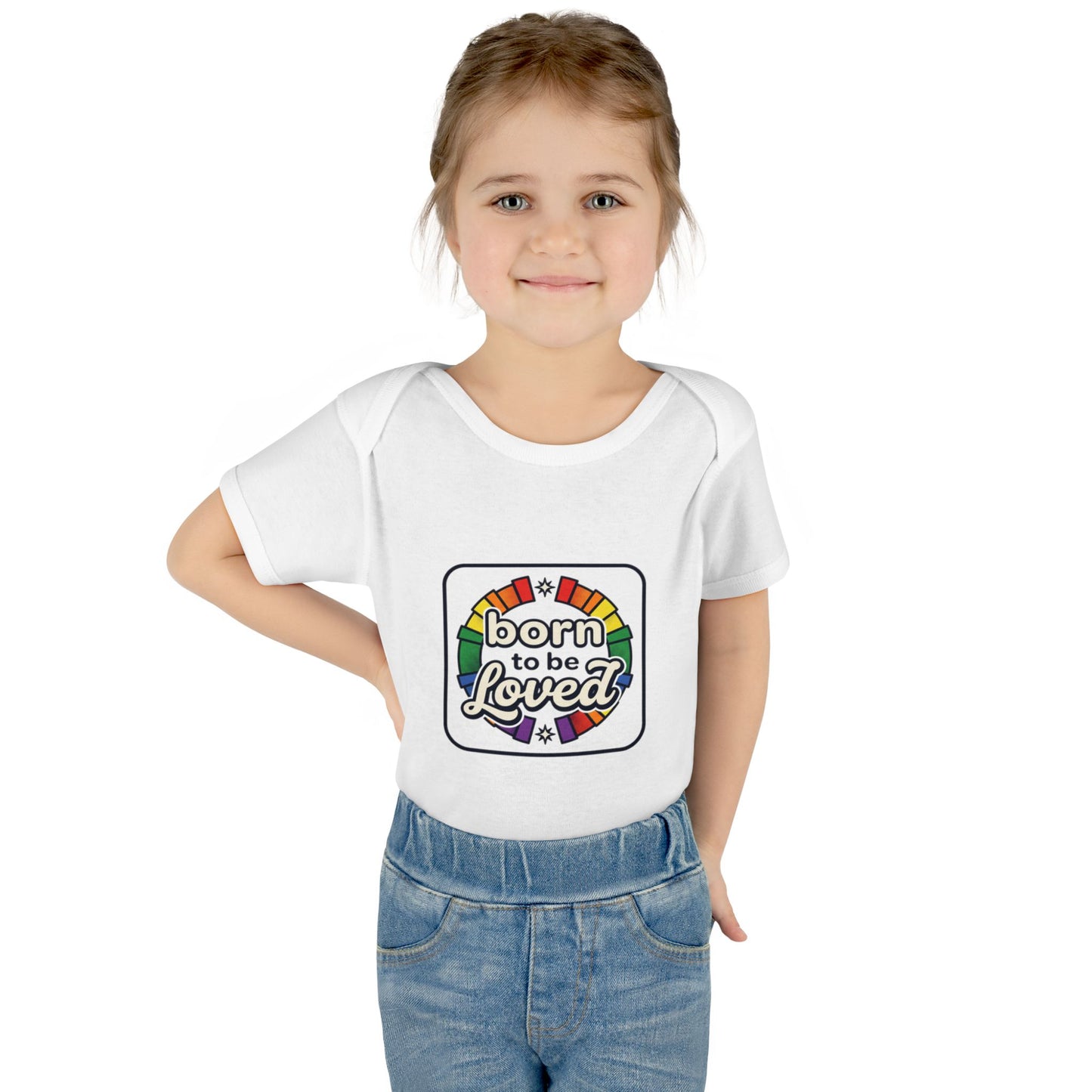 Infant Bodysuit "Born to Be Loved" Rainbow Baby Onesie