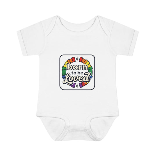 Infant Bodysuit "Born to Be Loved" Rainbow Baby Onesie