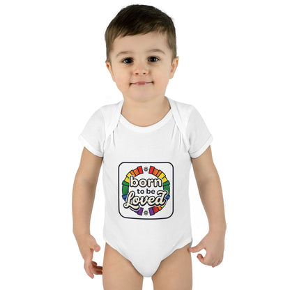 Infant Bodysuit "Born to Be Loved" Rainbow Baby Onesie
